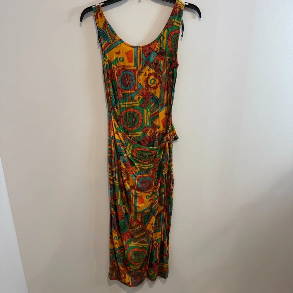 VTG 90s Ariana Tribal core Aztec Maxi Sleeveless Dress Grunge Size 5